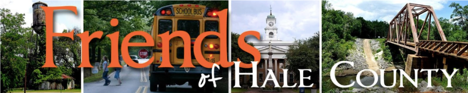 Friends of Hale County banner featuring local community scenes and the organization's name.